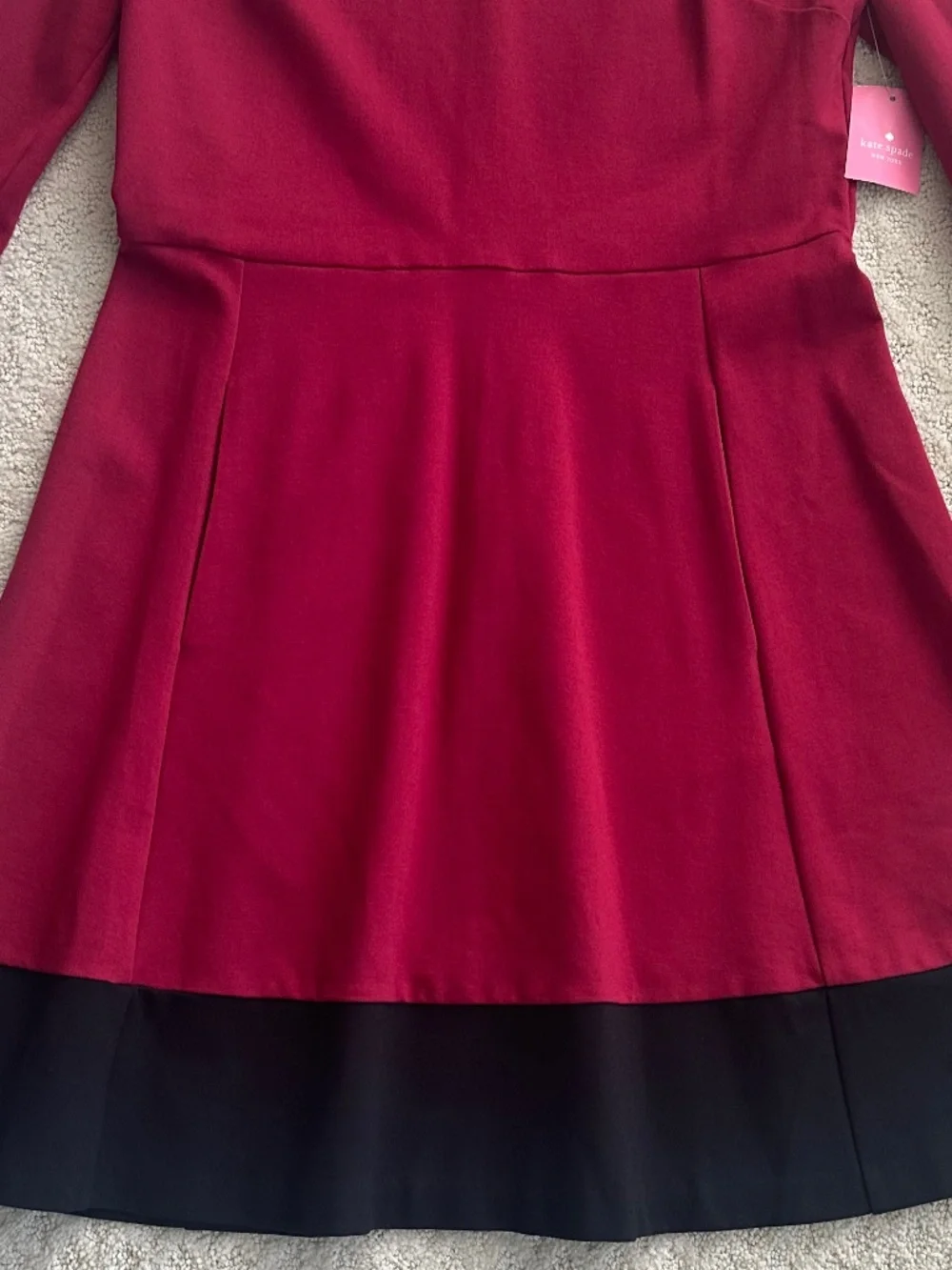 Kate Spade Colorblock Bell Sleeve Ponte Dress Cranberry L Cocktail Party Preppy